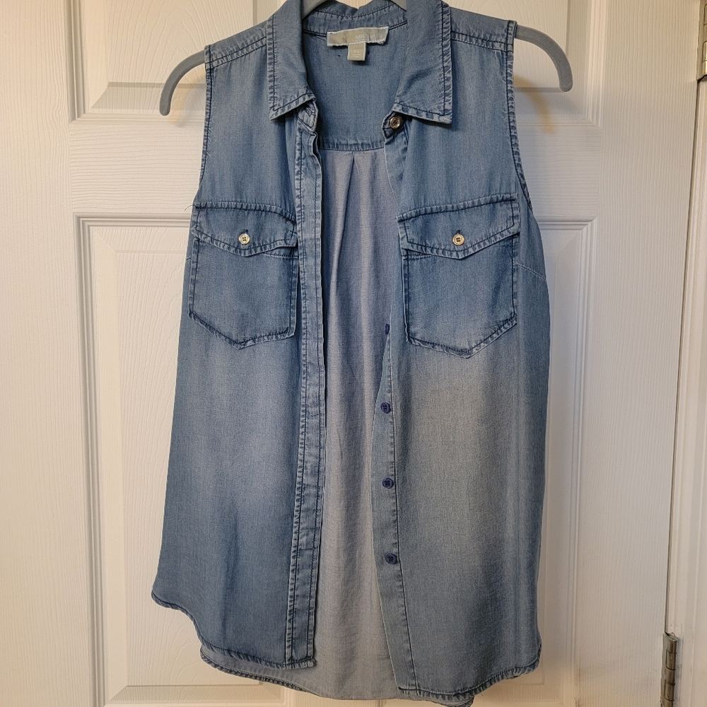 Michael Kors Denim Wash Sleeveless   Top